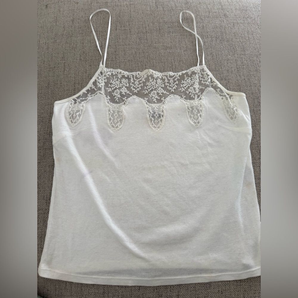 Elegant White Lace Trim Women's Top XXS
